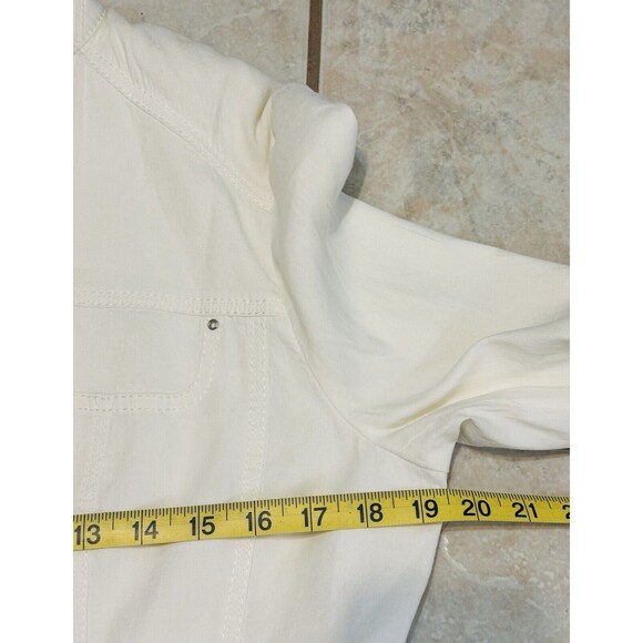 Elie Tahari Linen Blend Lined Snap Button Up Jacket Pockets Closet Staple - Picture 9 of 15